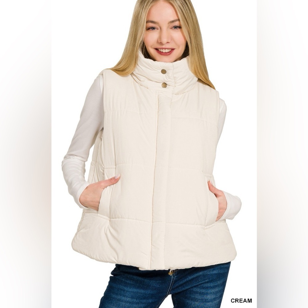 Zenana High Neck Zip-Up Vest Coat